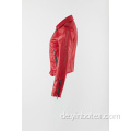 Rote Glanz-Moto-Jacke